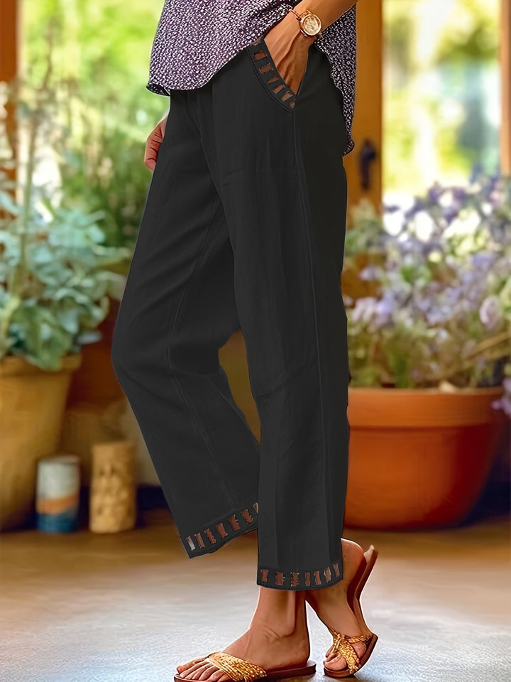 Wren – Pantaloni Cropped Relax cu Detalii în Contrast