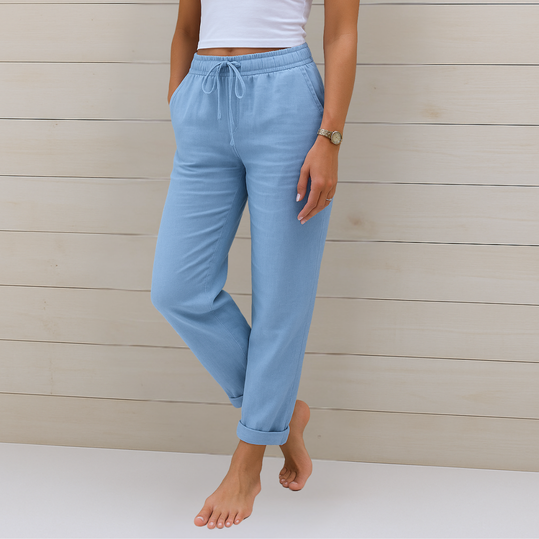 Maylora | Pantaloni din In Relax cu Siret