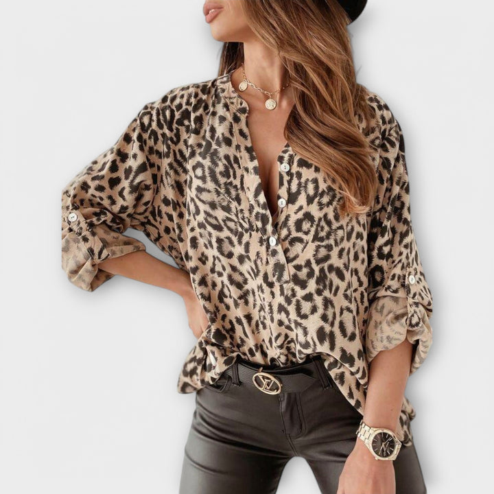 Bluză elegantă cu model leopard