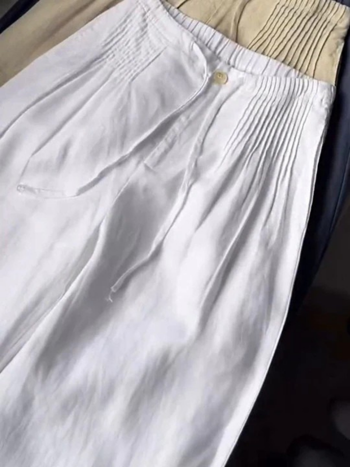 Camille | Pantaloni largi din amestec de bumbac și in
