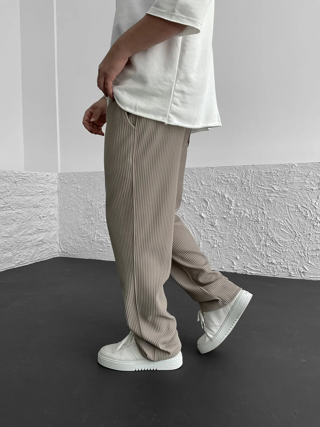 George | Pantaloni confortabili din material cu spandex cu model striat