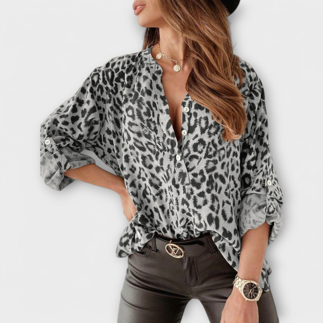Bluză elegantă cu model leopard