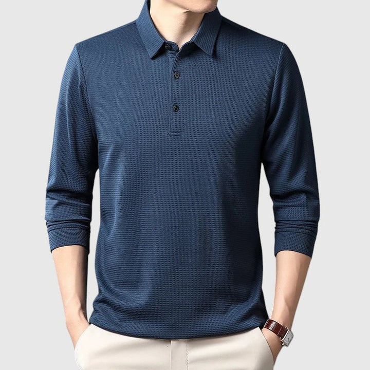 Lászlóffy - Cămașă polo elegantă pentru bărbați cu mânecă lungă