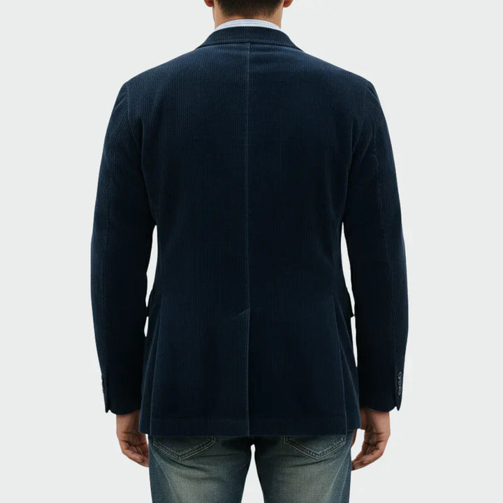 Arthur | Set Elegant Sacou + Vestă din Catifea în Dungi