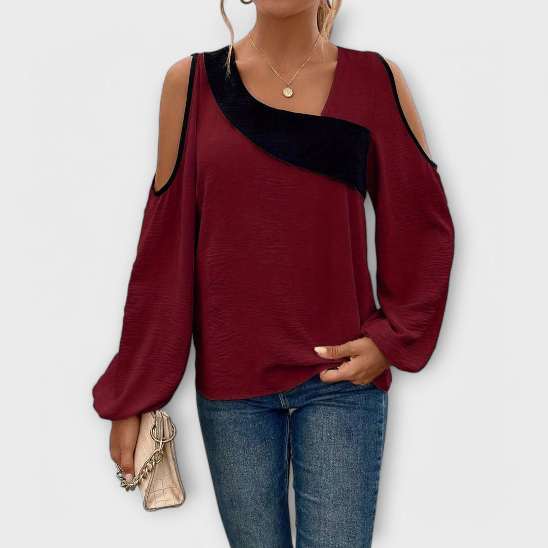 Scarlett - Bluză cu decolteu rectangular
