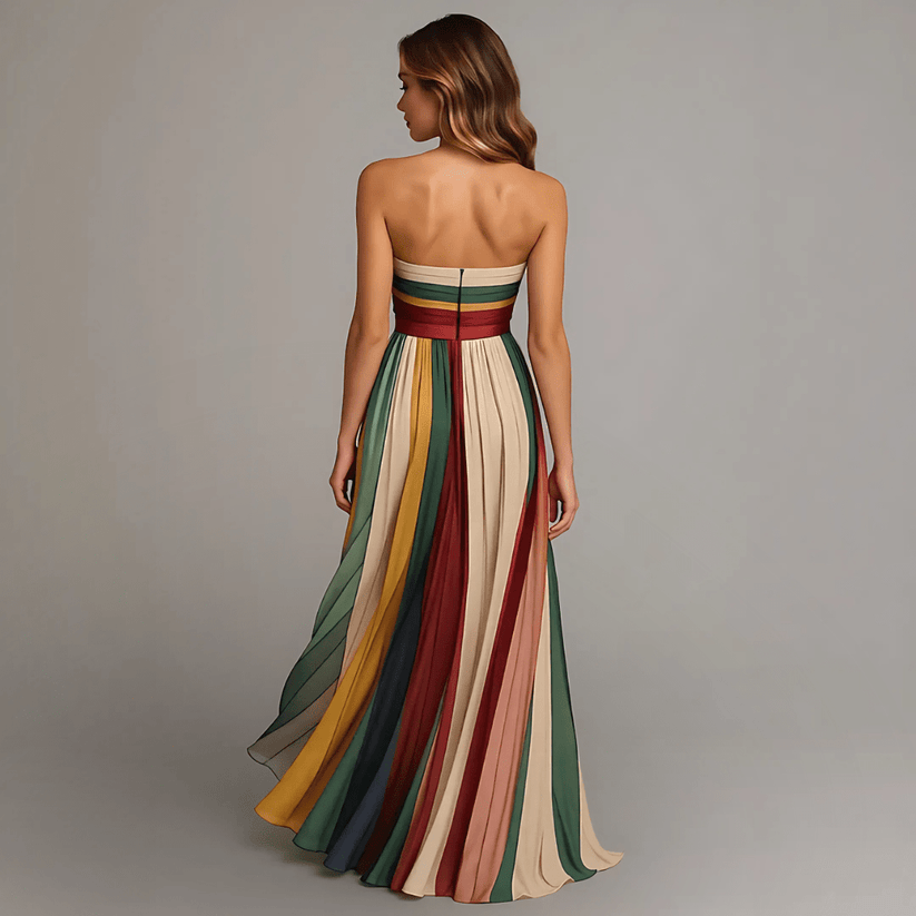 Rochie lungă colorată fără mâneci