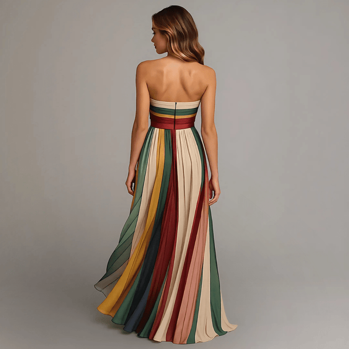 Rochie lungă colorată fără mâneci